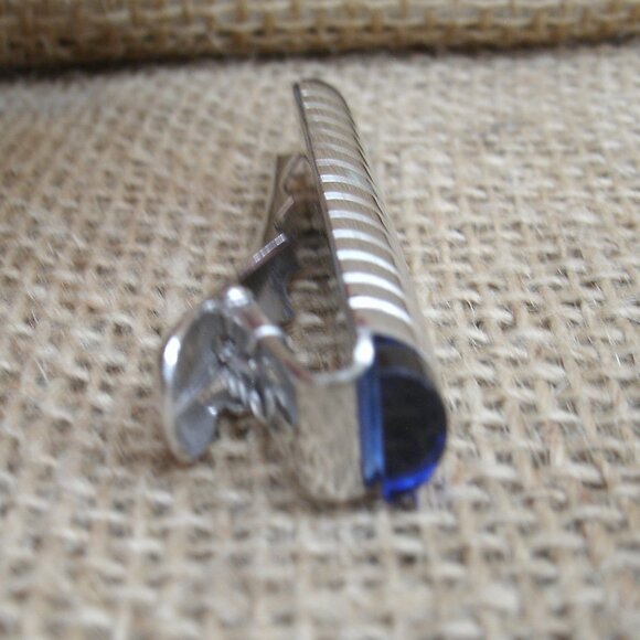 Vintage Anson Silver & Blue Acrylic Tie Bar - Picture 5 of 10
